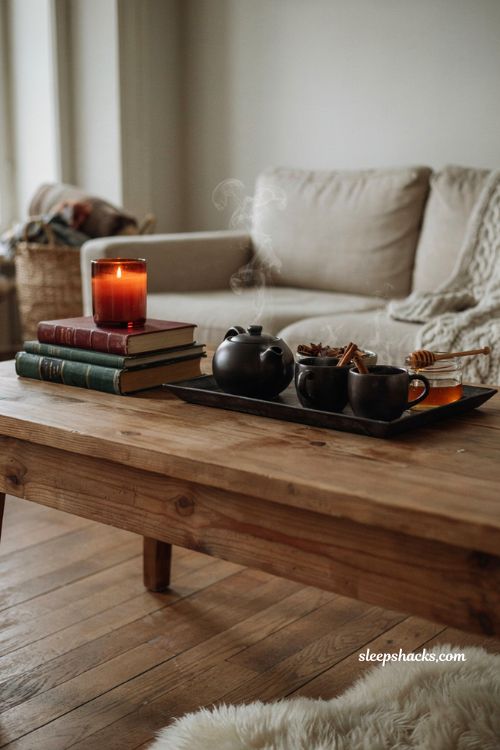 Cozy hot drink tray ideas for hygge Christmas living room decor