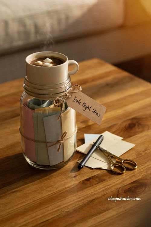 DIY date night jar with handwritten ideas thoughtful Christmas gift for boyfriend