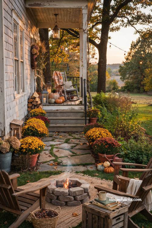 Fall outdoor decor ideas for a cozy porch patio and backyard