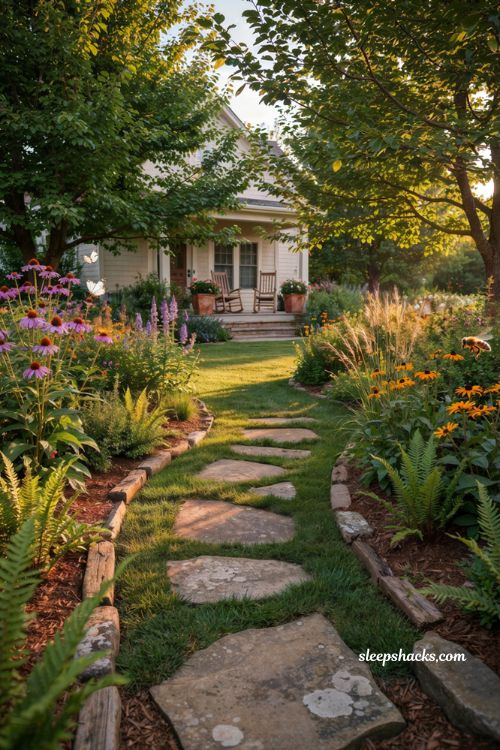 Front lawn landscaping ideas with native plants for a low maintenance front yard