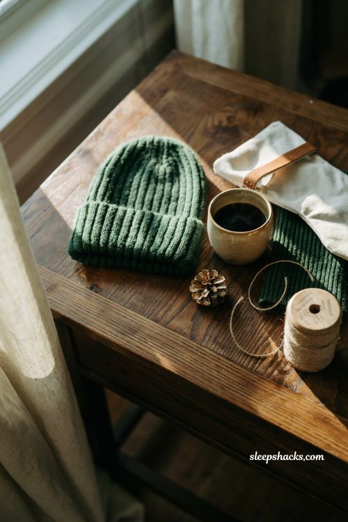 Hand knit ribbed wool beanie and matching scarf Christmas gift for boyfriend