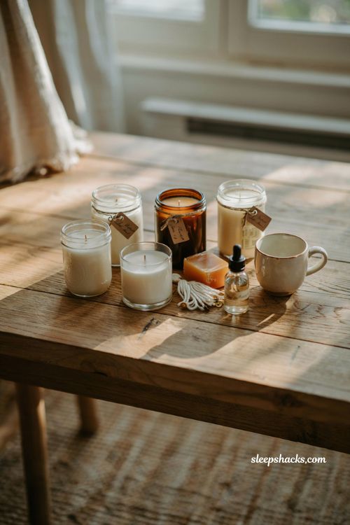 Hand poured candles in recycled jars easy DIY Christmas gift idea
