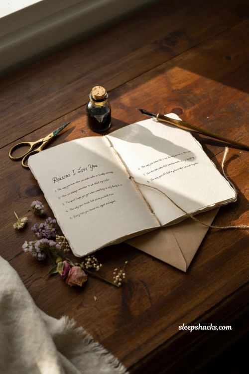Handmade card booklet with personalized reasons why I love you gift for boyfriend