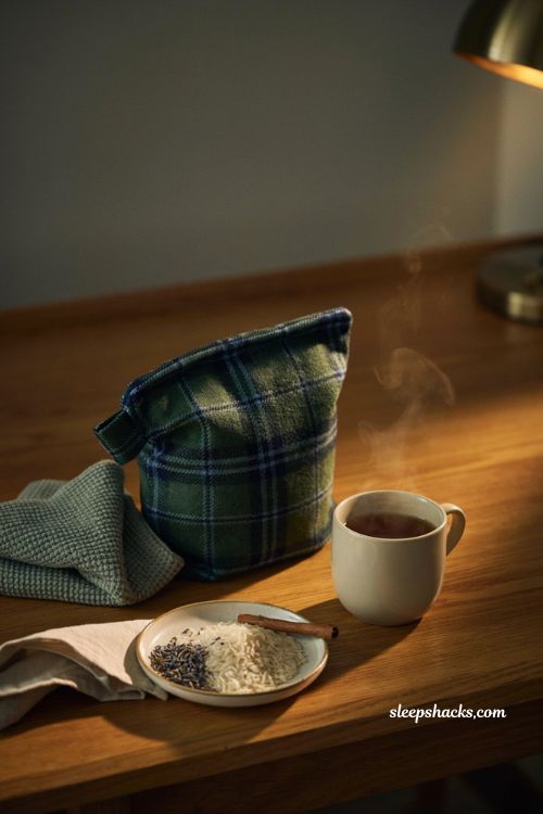 Handmade microwaveable rice heating bag in plaid flannel cover for boyfriend Christmas gift