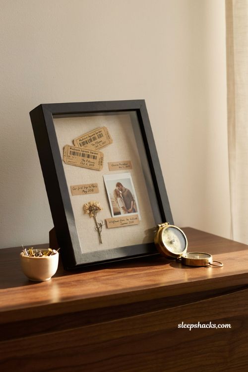 Handmade ticket stub memory shadow box keepsake gift for boyfriend