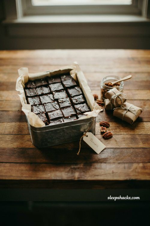 Homemade chocolate fudge gift box in vintage tin Christmas idea for boyfriend