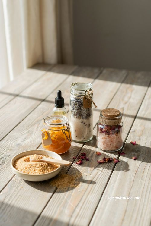 Homemade sugar and salt body scrub jars easy DIY Christmas gift idea