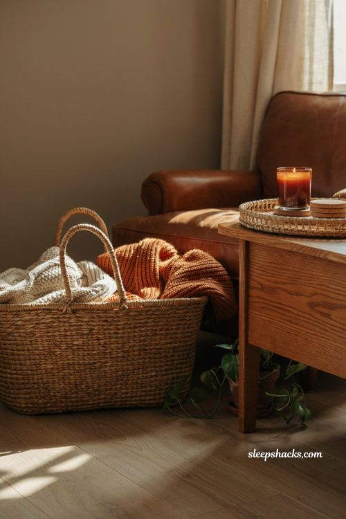 How to use wicker and rattan baskets for cozy fall blanket storage
