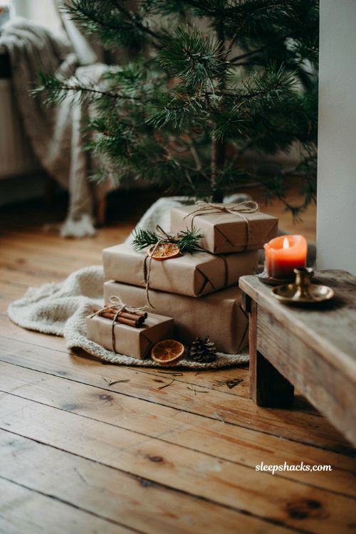 Hygge kraft paper and twine Christmas gift wrapping ideas with natural sprigs