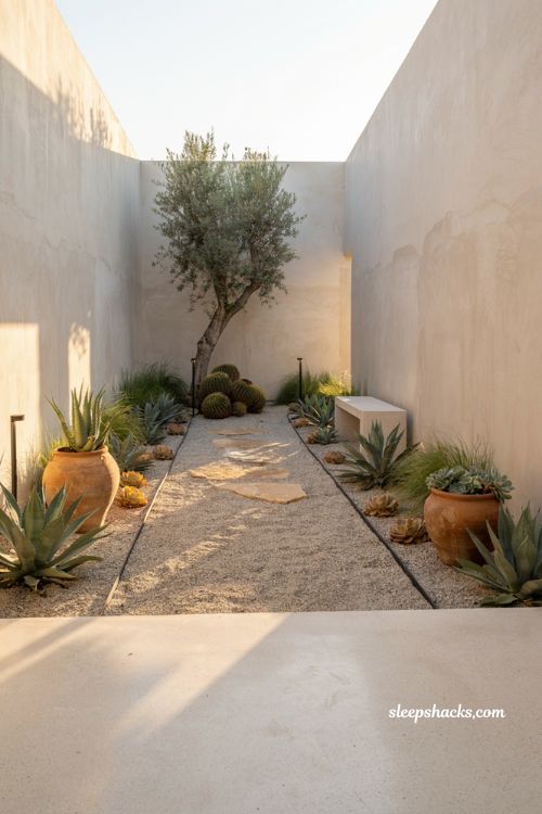Mexican minimalist decor ideas with drought resistant landscaping and manicured desert garden