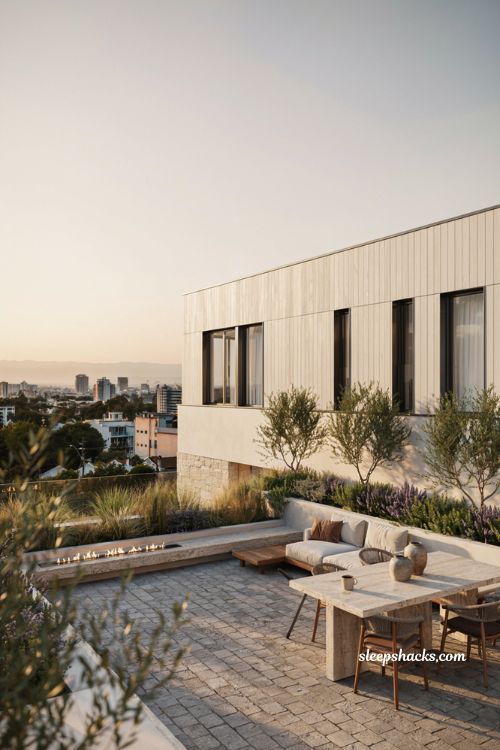 Modern house design ideas with rooftop terrace and contemporary urban outdoor living