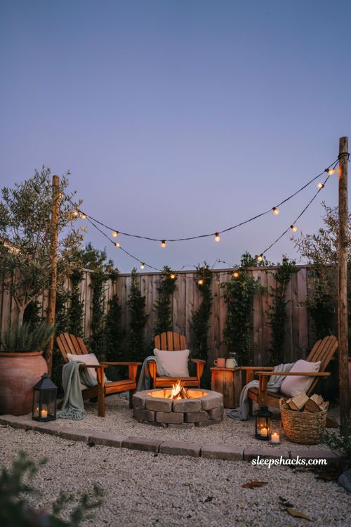 Paver patio ideas on a budget with diy circular fire pit and cozy backyard seating