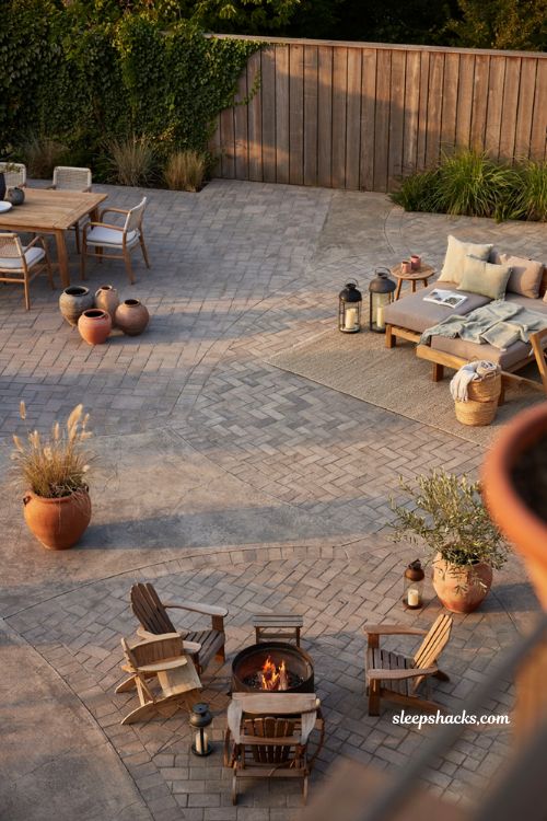 Paver patio ideas on a budget with outdoor rooms and creative paver layout patterns