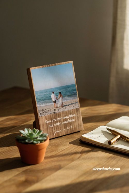 Personalized wooden photo plaque with song lyrics handmade gift for boyfriend