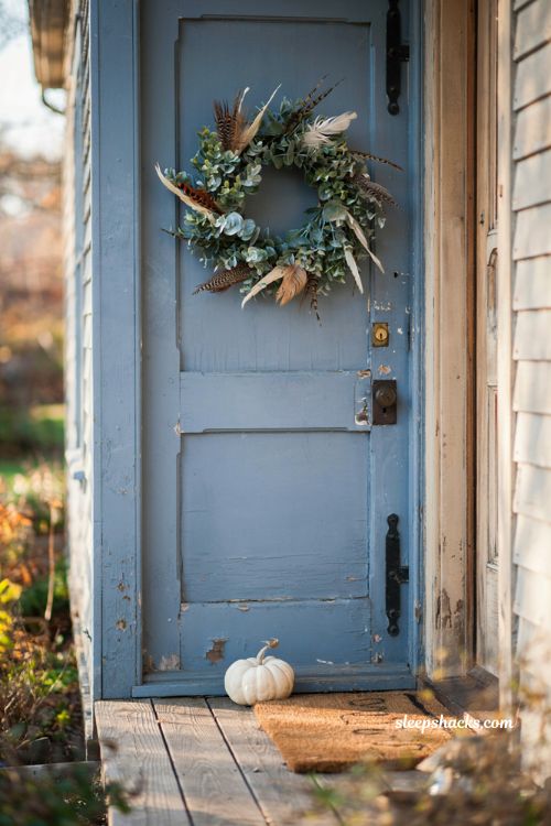 Simple diy fall eucalyptus and pheasant feather wreath for front door decor