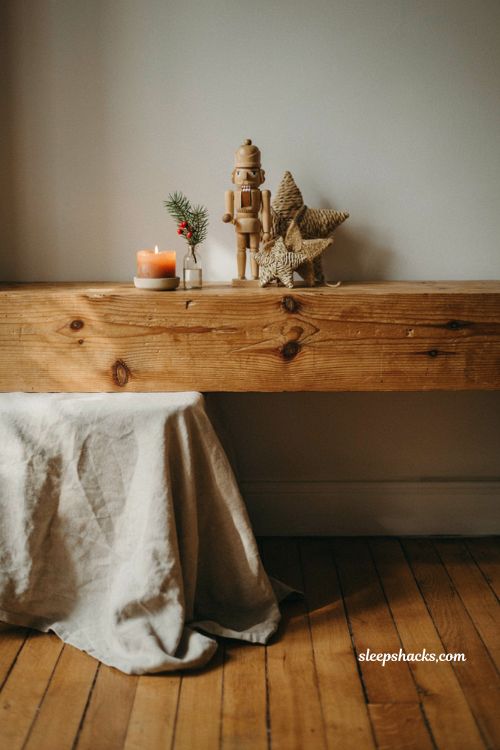 Simple natural wood and woven nutcracker ideas for cozy hygge Christmas decor