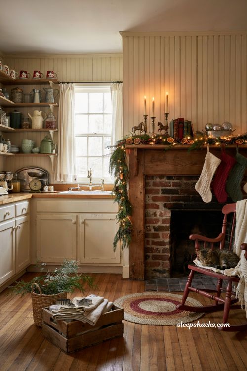 Vintage christmas decor diy ideas with antique santa mugs dried oranges and farmhouse charm