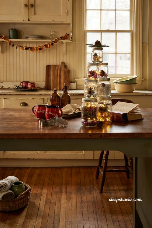 Vintage christmas decor diy with stacked mason jar christmas tree centerpiece