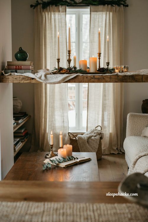 cozy christmas candle decor ideas with layered candles and warm living room glow