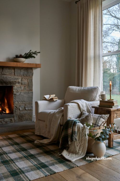 cozy christmas living room decor ideas with blanket basket and winter textured layers