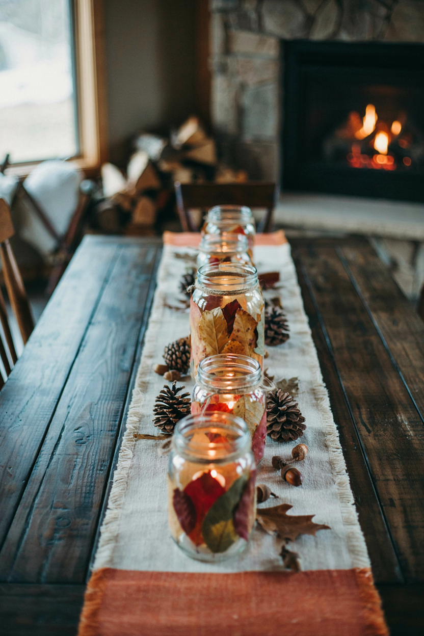How to make mason jar leaf lanterns for cozy fall decor