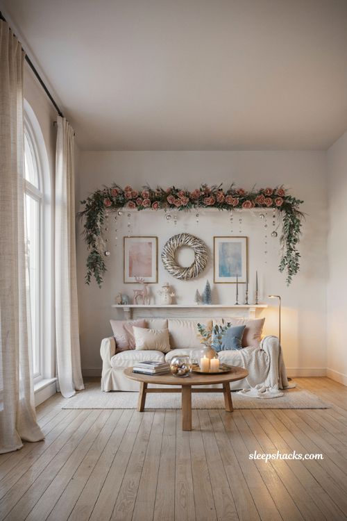 non traditional christmas wall decor ideas with pink blue silver and gold holiday colors