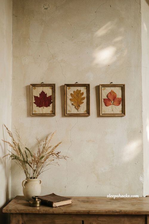 pressed leaf framed art gallery wall for free fall decor alt text