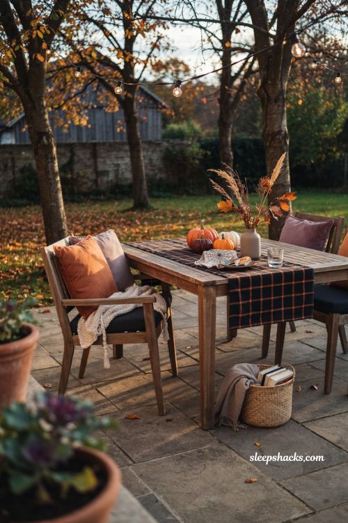 Black and orange textiles for patio halloween decorating