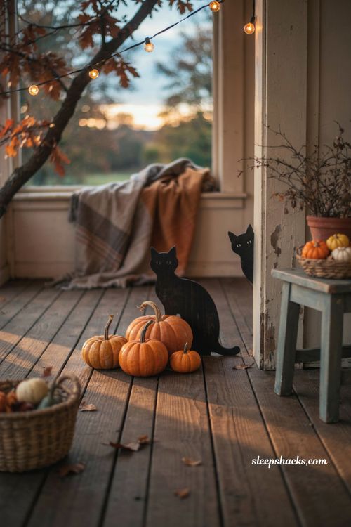 Black cat silhouettes for patio halloween decorating