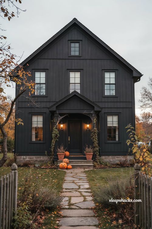 Bloxburg Halloween house exterior vines dead plants and spooky landscaping