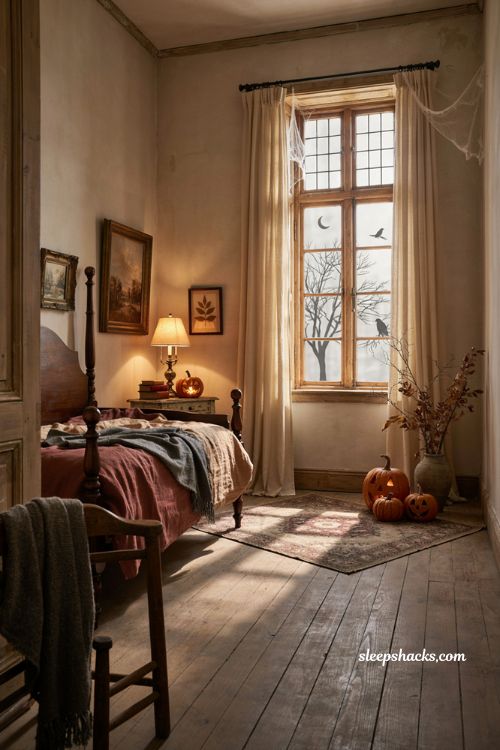 Bloxburg Halloween house window ideas for a spooky gothic bedroom