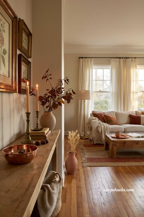 Brass and copper accent ideas for cozy indoor fall home decor