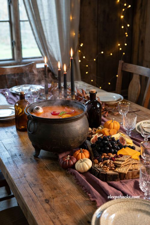 Cauldron punch bowl Halloween birthday party centerpiece charcuterie table decor