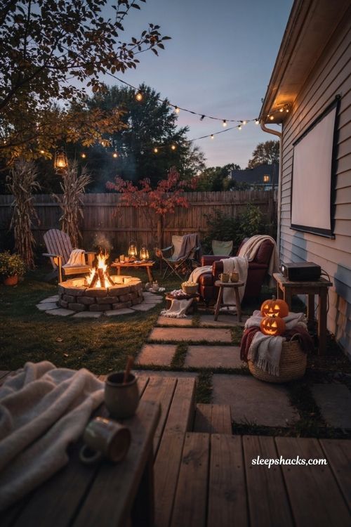 Cheap Halloween bonfire and outdoor movie party ideas