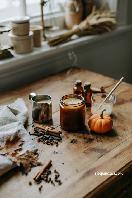 Classic soy wax pumpkin spice candle with cinnamon clove and vanilla DIY fall candle