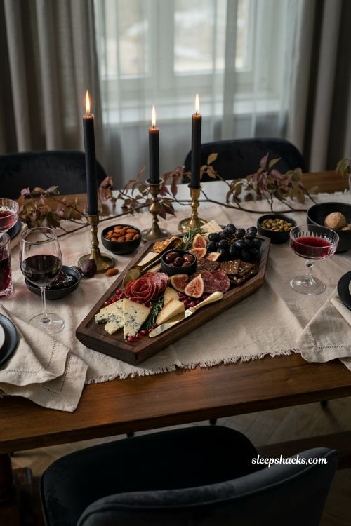Coffin shaped charcuterie board ideas for an elegant Halloween party