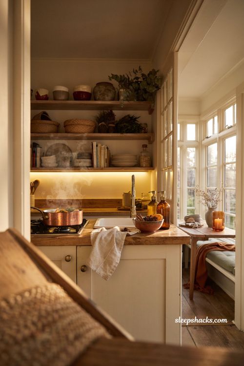 Cozy fall kitchen ideas with simmer pot warm scents and everyday autumn styling