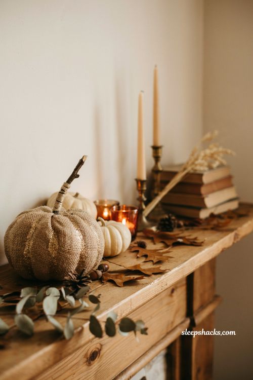 Craft pumpkin ideas with gold glitter burlap pumpkin for elegant rustic farmhouse fall decor