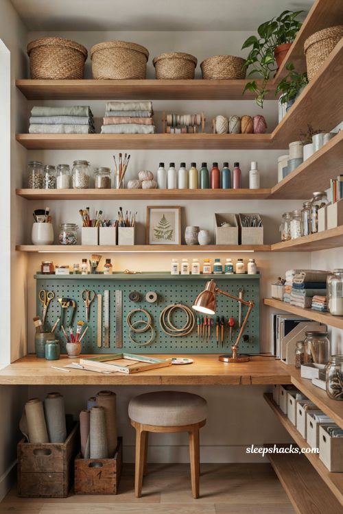 Craft room ideas with closet craft nook and smart small space storage
