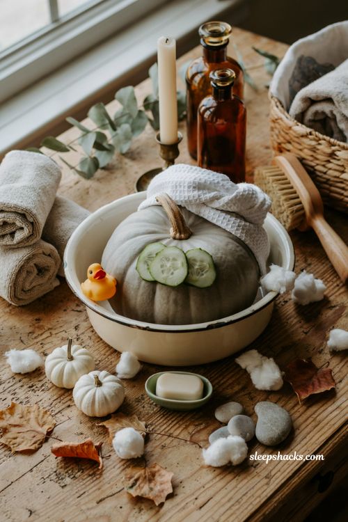 Decorate pumpkin ideas with spa day pumpkin for funny no carve fall decor