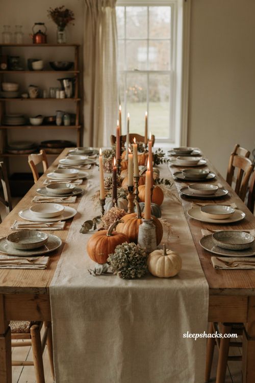 Diy fall centerpieces for table with pumpkins and candlesticks