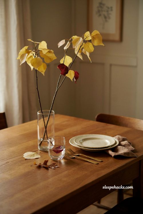 Diy fall centerpieces for table with simple autumn branches in a vase