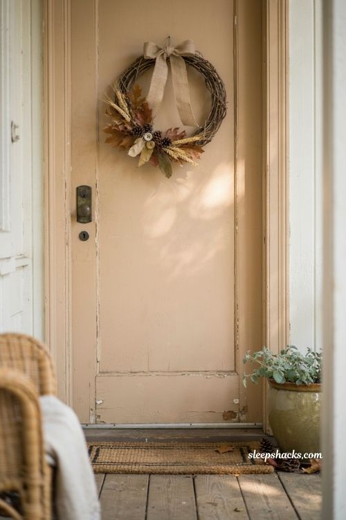 Diy vintage fall wreath with grapevine burlap and rustic autumn decor