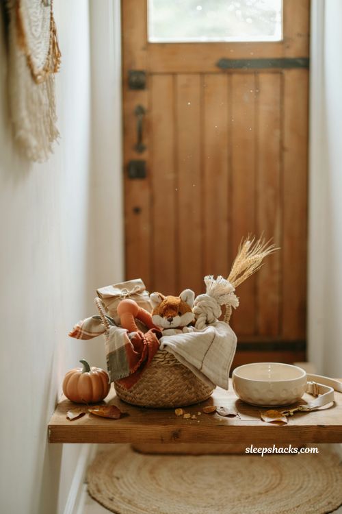 Doggie boo basket ideas with dog treats toys and cute fall pet gifts