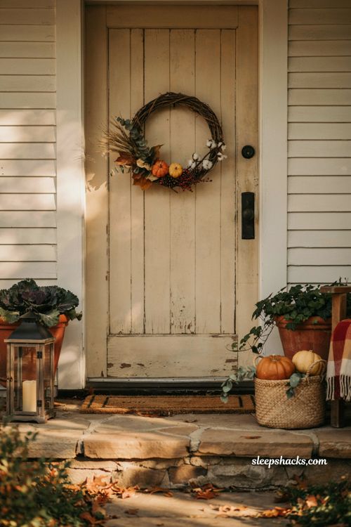 Easy diy fall wreaths for front door with rustic grapevine and autumn decor