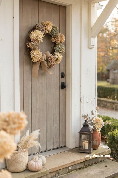 Easy diy fall wreaths with neutral hydrangea wreath front door decor