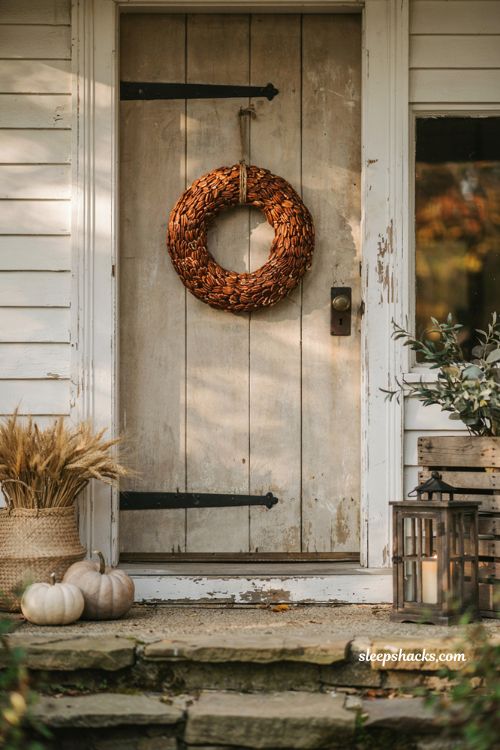 Easy diy fall wreaths with pecan wreath and natural farmhouse autumn door decor