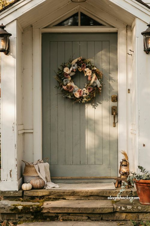 Easy fall wreaths with handmade ribbon rose moss front door wreath