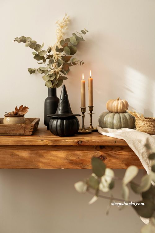 Easy painted pumpkin ideas with a reverse silhouette black pumpkin for modern Halloween decor