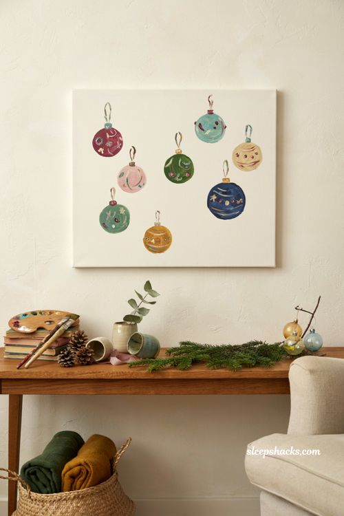 Easy whimsical Christmas ornament painting on canvas for beginners